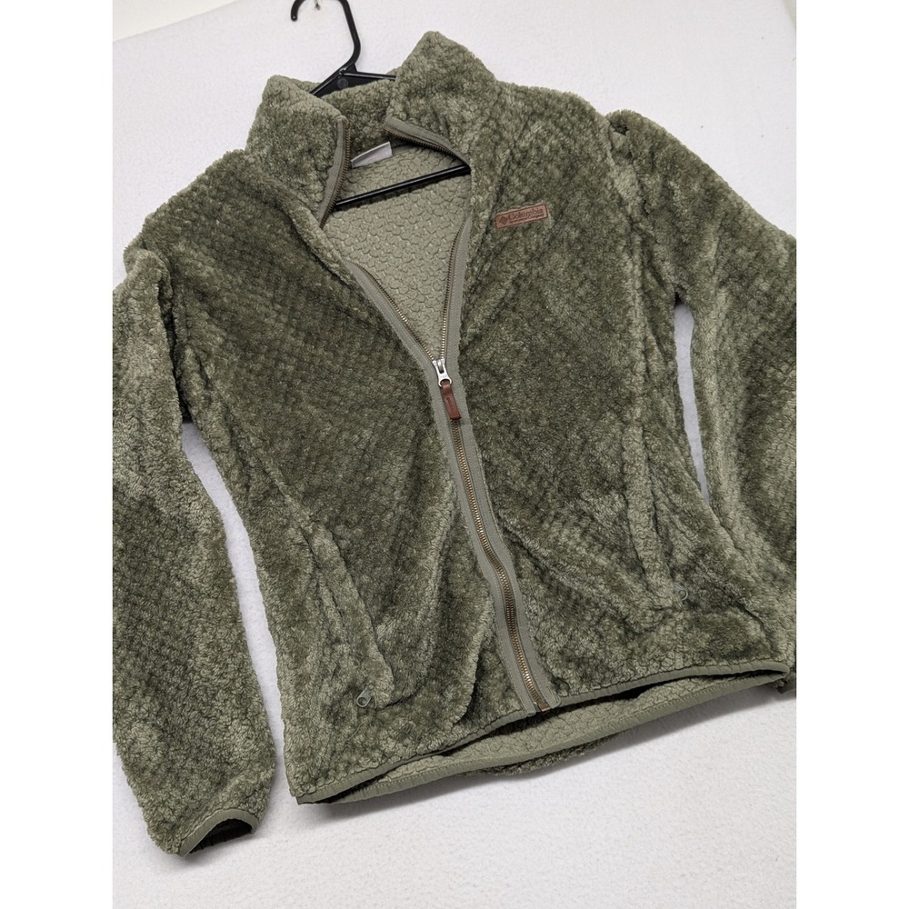 Columbia Womens Olive Green High Pile Fleece Full Zip Jacket AL1086 Small
